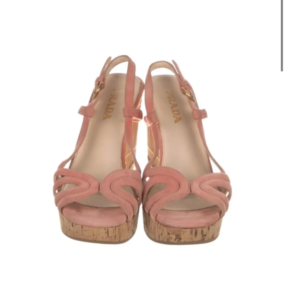 PRADA Sz 6 Bamboo Cork Wedges - Picture 3 of 10